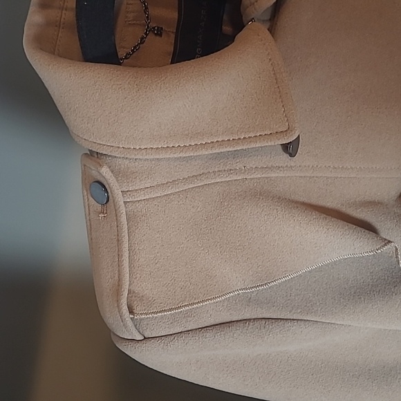 BCBGMAXAZRIA Fay Ruffled Cropped Moto Military Jacket in Sand Womens Size Small - Picture 4 of 16